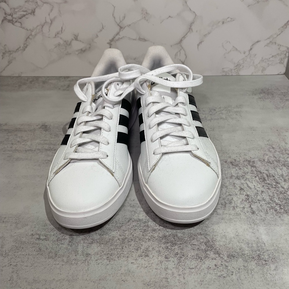 Adidas Classic White Sneakers with Black Stripes